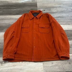 Vintage American Eagle Orange XL Wool Acrylic Snap Button Sherpa Lined Jacket